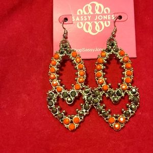 Sassy Jones Malia Glass Dangles - Tangerine NWT